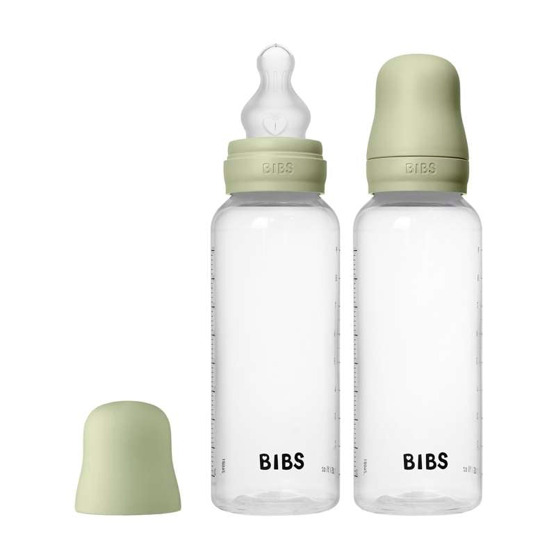 BIBS Bottle - Sutteflaskesæt - Plastik - 2-pak - Silikone/Medium Flow/Rund - 270ml - Sage