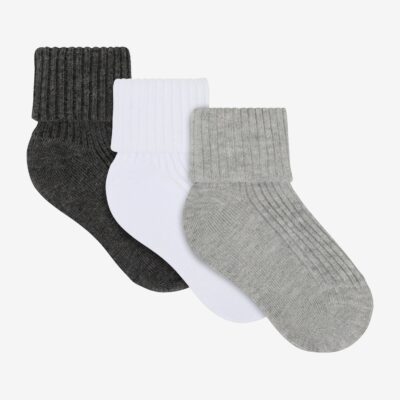 Minymo Rib Sokker 3-pak - Light Grey Melange - 23/26