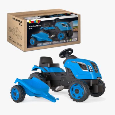 Smoby Farmer Traktor XL + Trailer, Blå