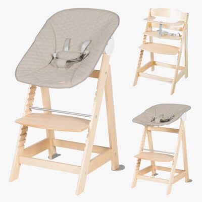 Roba Born Up 2-in-1 Højstol, Natural/Greyish Quilted