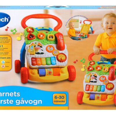 VTech Baby Barnets første gåvogn med dansk tale - 2-i-1 funktion med aktivitetscenter - 45x40 cm
