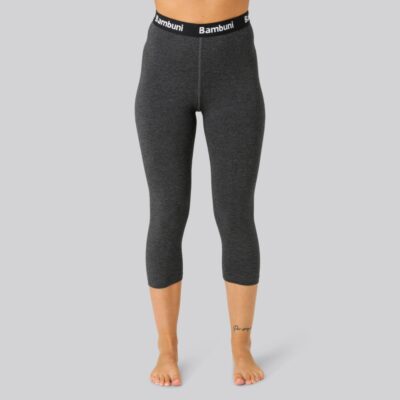 Bambus leggings i sort m. sort elastik til damer