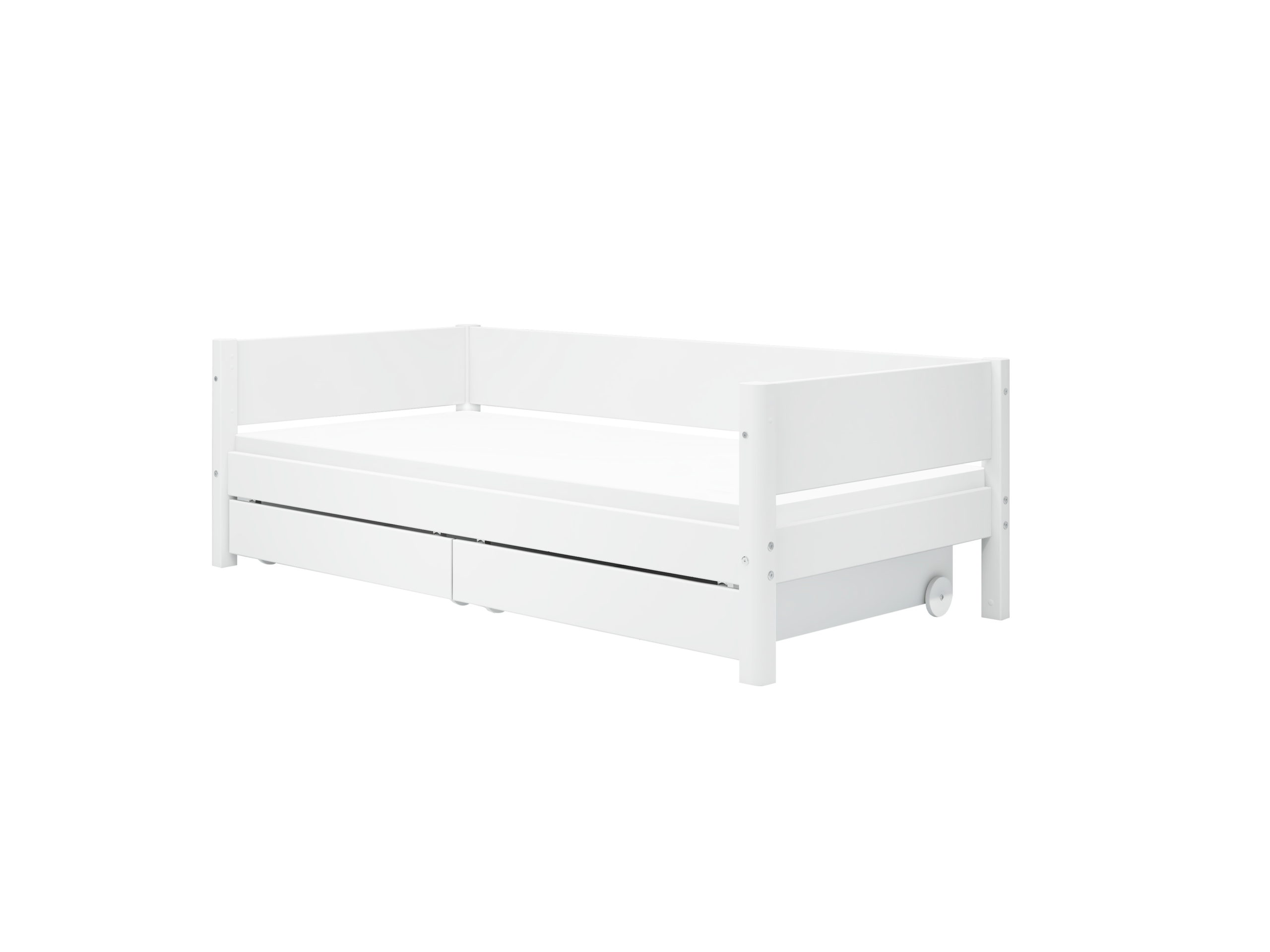 Flexa White Enkeltseng 90x200 cm m. Baggavl Incl. 2 Udtræksskuffer - Hvid