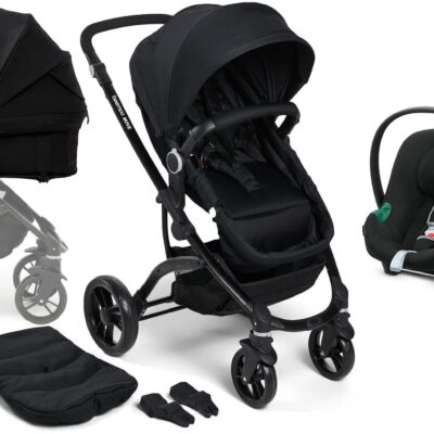 Beemoo Move 2-in-1 Kombivogn inkl. Cybex Aton B2 i-Size Autostol Baby & Base, Black/Volcano Black