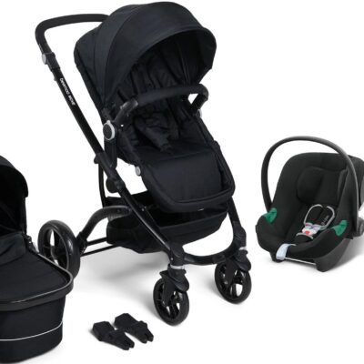 Beemoo Move Duo Kombivogn inkl. Cybex Aton B2 i-Size Autostol Baby & Base, Black/Volcano Black