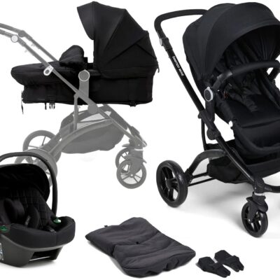 Beemoo Move 2-in-1 Kombivogn inkl. Route i-Size Autostol Baby, Black/Black Stone