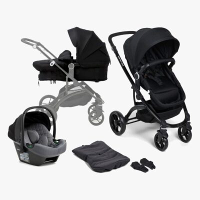 Beemoo Move 2-in-1 Kombivogn inkl. Route i-Size Autostol Baby, Black/Mineral Grey