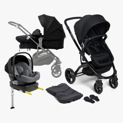 Beemoo Move 2-in-1 Kombivogn inkl. Route i-Size Autostol Baby & ISOFIX Base, Black/Mineral Grey