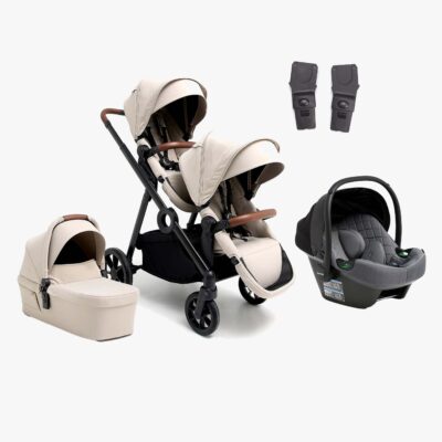 Beemoo Pro Multi 2 Søskendevogn inkl. Route i-Size Autostol Baby, Latte Beige/Mineral Grey