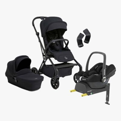 Beemoo Pro Twist Duovogn inkl. Maxi-Cosi CabrioFix Autostol Baby & Base, Coffee Black/Essential Black