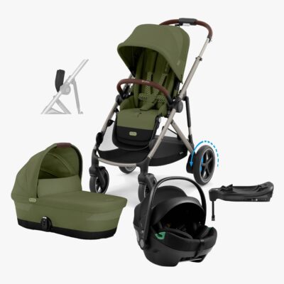Cybex e-Gazelle S Duovogn inkl. Axkid GOKID Autostol Baby & Base, Moss Green/Taupe