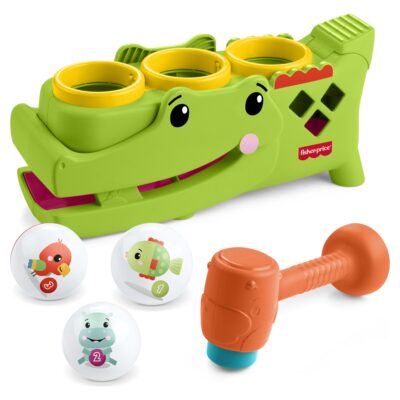 Fisher-Price Tap & Roll alligator med hammer og bolde - 28 cm