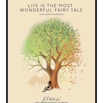 H.C. Andersen Plakat i Ramme - Life is - 40x50cm - Gul