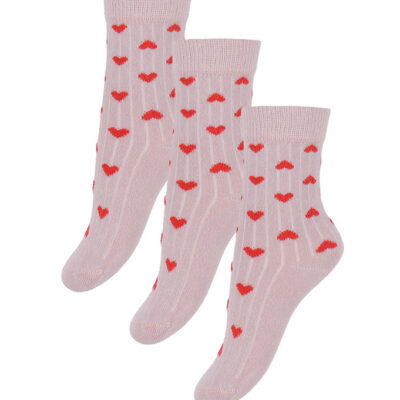 Bamboo hjerte strømper 3 pak - ROSE HEART - 19/22