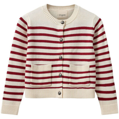 Sofie Schnoor Cardigan - Strik - Off White/Rød