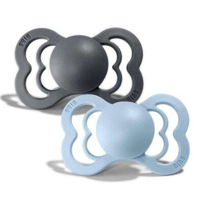 Bibs Supreme Silikone - Str. 1 - Iron/baby Blue