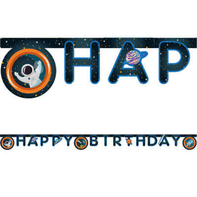 Decorata Party Happy Birthday Banner - Rocket Space