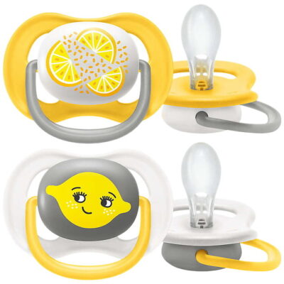 Philips Avent Sutter - 2-pak - Ultra Air - Hvid/Gul m. Print