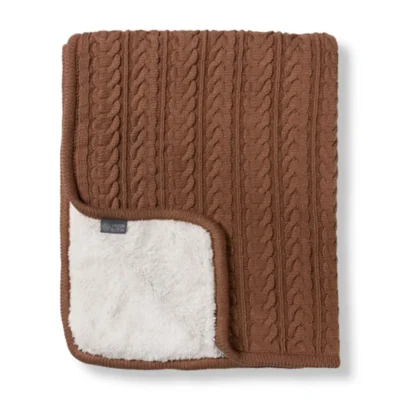 Striktæppe med fleece - Nougat