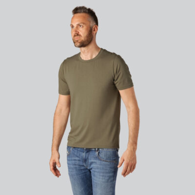 Bambus t-shirt o-hals i oliven til mænd