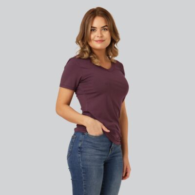 Bambus t-shirt v-hals regular navy til damer