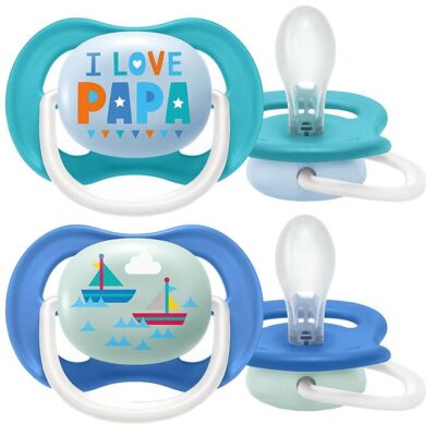Philips Avent Sutter - 2-pak - Ultra Air - Blå m. Print