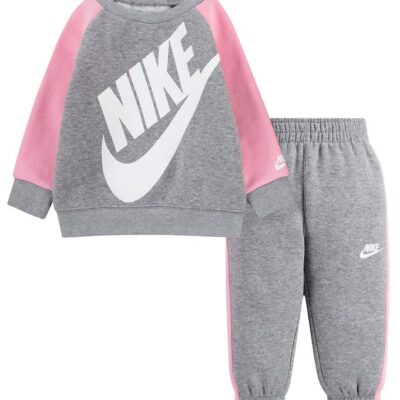 Nike Sweatsæt - Sweatshirt/Sweatpants - Dark Grey Heather/Pink