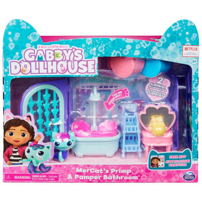 Gabby's Dollhouse Sæt - 8 Dele - Mercat Primp & Pamper Bathroom