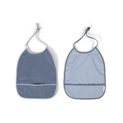Hagesmæk m. bindebånd 2-pak - Muddly blue / Powder blue