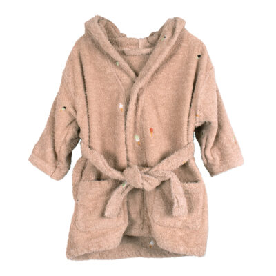 Badekåbe med broderi 1-2 år GOTS - Frappé