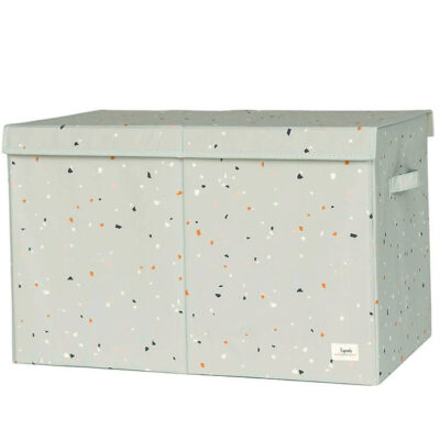 3 Sprouts Opbevaringskasse m. Låg- 63x38x39 cm - Terrazzo/Grøn