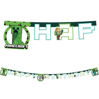 Decorata Party Happy Birthday Banner - Minecraft