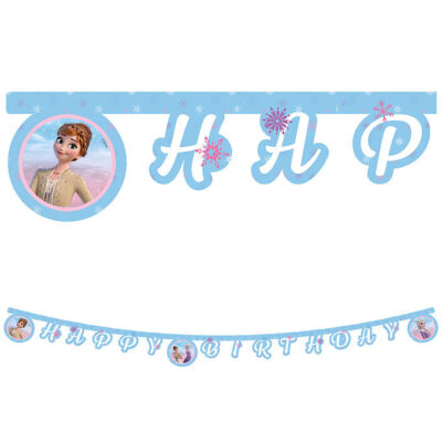 Decorata Party Happy Birthday Banner - Frozen II Wind Spirit