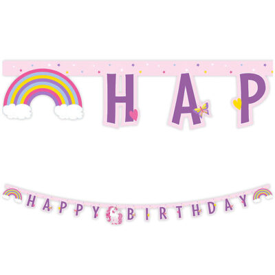 Decorata Party Happy Birthday Banner - Unicorn Rainbow Colors