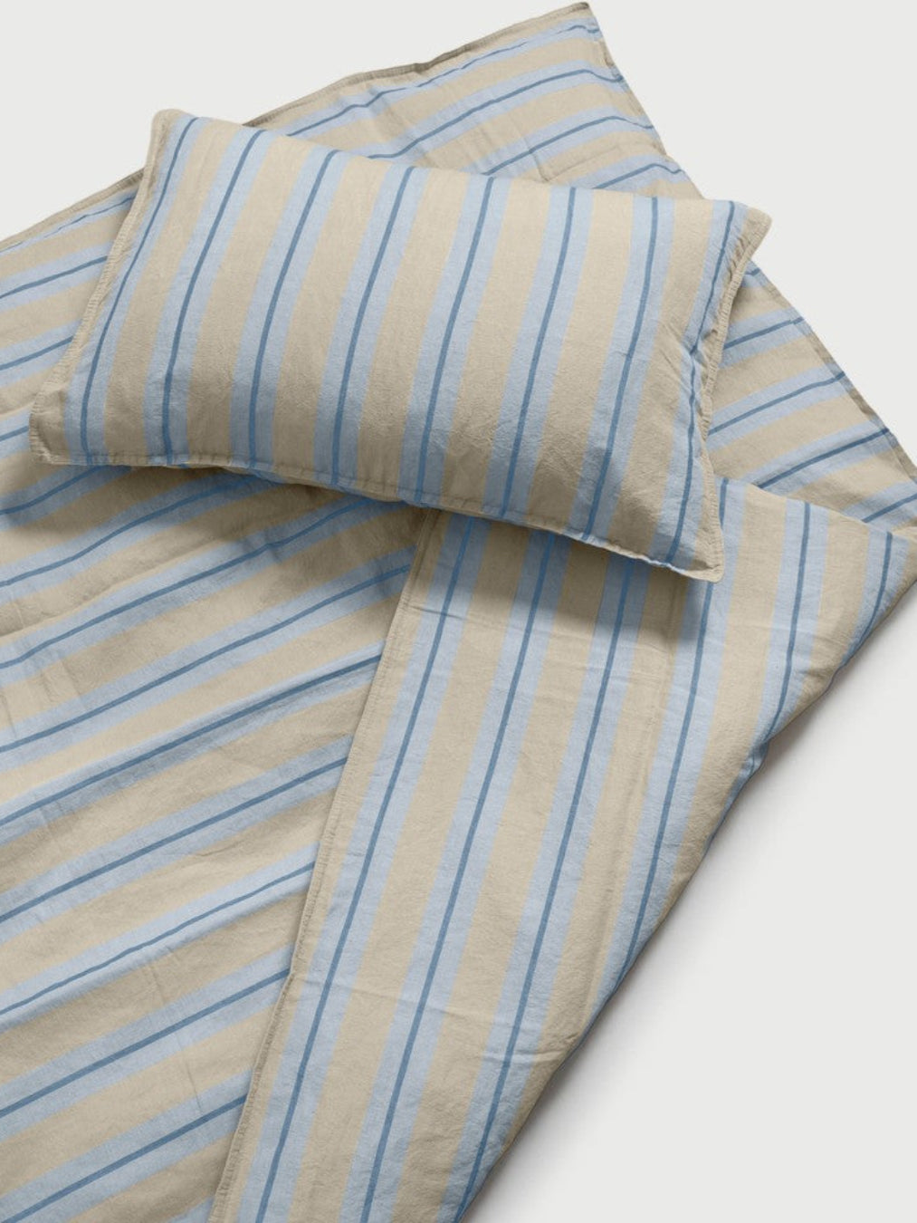DAWN Hør Bomuld Dynebetræk (140x200) - Ivory / Arctic Blue / Midnight Blue - 100% økologisk bomuld -