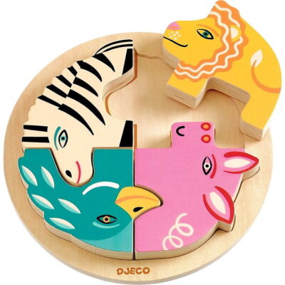 Djeco Puslespil - Træ - 4 Brikker - Rondo Leo