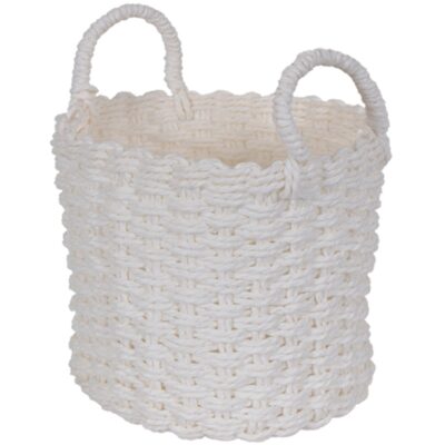 Kurv til opbevaring - 20x20 cm - Hvid fletkurv af papir - Praktisk og dekorativ