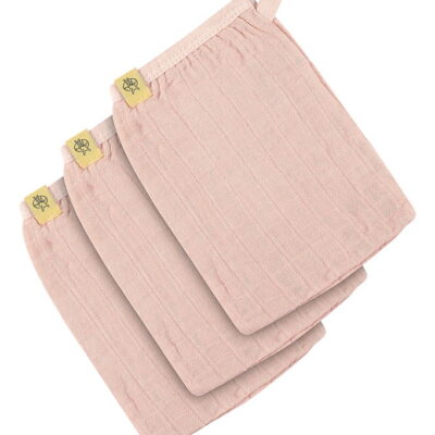 Lässig Vaskehandske - Musselin - 3-pak - Light Pink