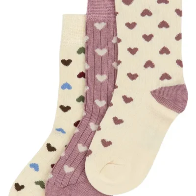 Bamboo strømper 3 pak - HEART MIX - 27/30