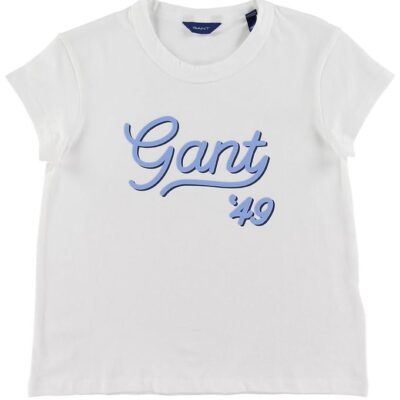 GANT T-shirt - Gant Script - Hvid m. Lyseblå