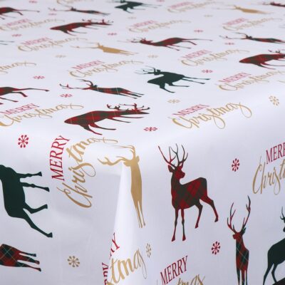 Tekstil voksdug - 140 cm bred - Voksdug med julemotiv - Merry Christmas
