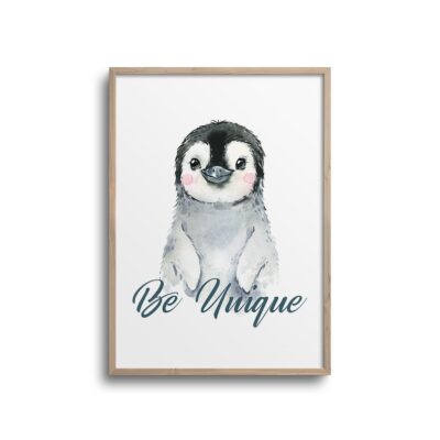 Pingvin - Be Unique - Citat Plakat