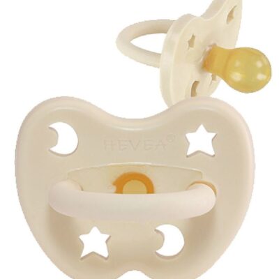 Hevea Sut - 0-3 mdr - Naturgummi - Milky White m. Måne/Stjerner