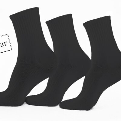 Tennissokker - 100 par sorte tennisstrømper med ribkant - Str. 43-47 - Unisex