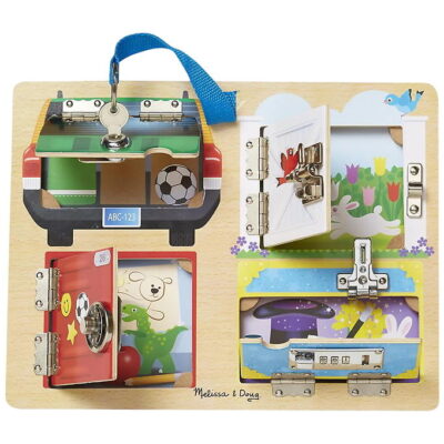 Melissa & Doug - Wooden Activity Board Lock And Latch