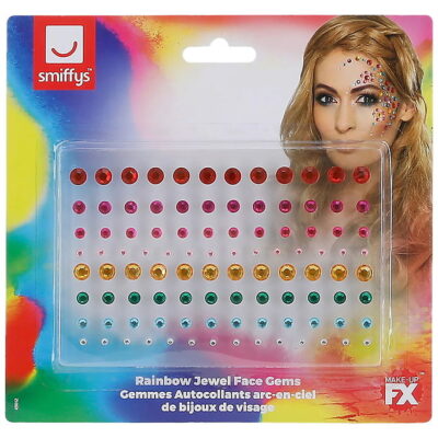 Smiffys Diamantklistermærker Til Ansigtet - 100 Stk. - Rainbow J