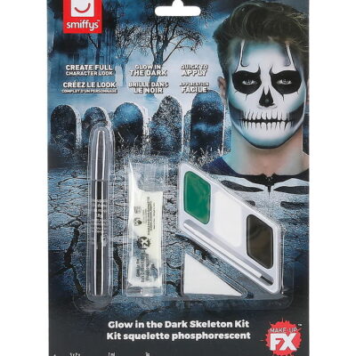 Smiffys Ansigtsmaling - Selvlysende Skelet - Blac