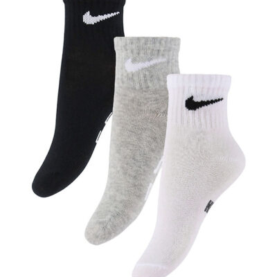 Nike Ankelstrømper - 3-pak - Gripper - Hvid/Sort/Gråmeleret
