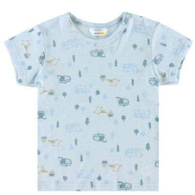 Joha T-shirt - Uld - Lyseblå m. Camping