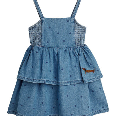Mini Rodini Kjole - Denim Dots - Blå